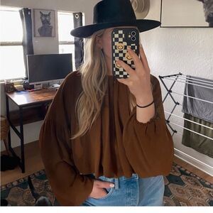 GianniโBini brown bubble top blouse XS